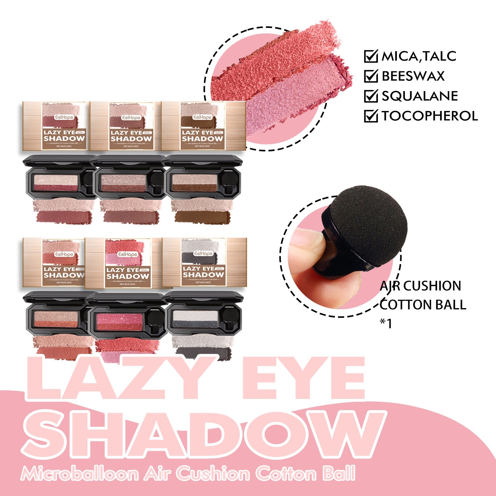 Lazy Eye Shadow, Natural Development Pearlescent Matte Beginner Daily Makeup Glitter Eyeshadow eprolo