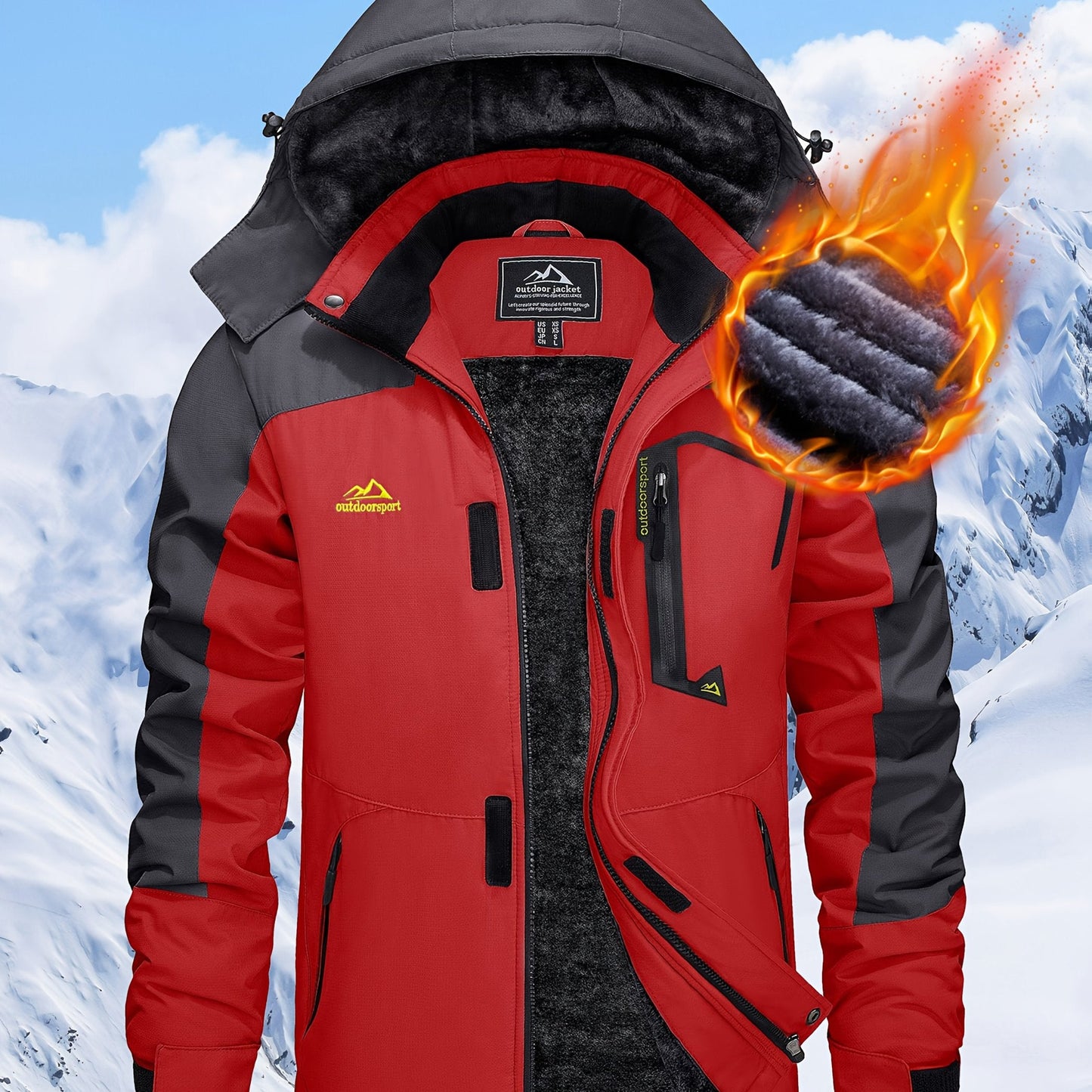 Men'S Winter Ski Jackets Warm Fleece Lined Coats Waterproof Windproof Hooded Thermal Outdoor Parka Thick Sport Hiking Jogging Camping Fishing Climbing Traveling Skiing Snowboarding Casual Windbreaker ferrersa