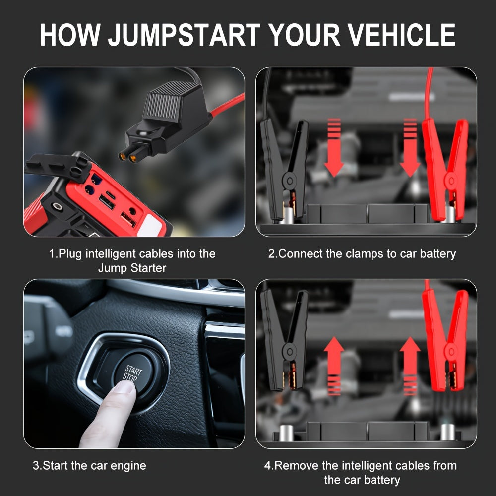[Portable Car Jump Starter] 2500A Portable 12V Car Jump Starter Power Bank - Battery Booster Charger Starting Device for Petrol Diesel Car Starter Buster (6.0L Gas or 5.0L Diesel Engine) ferrersa