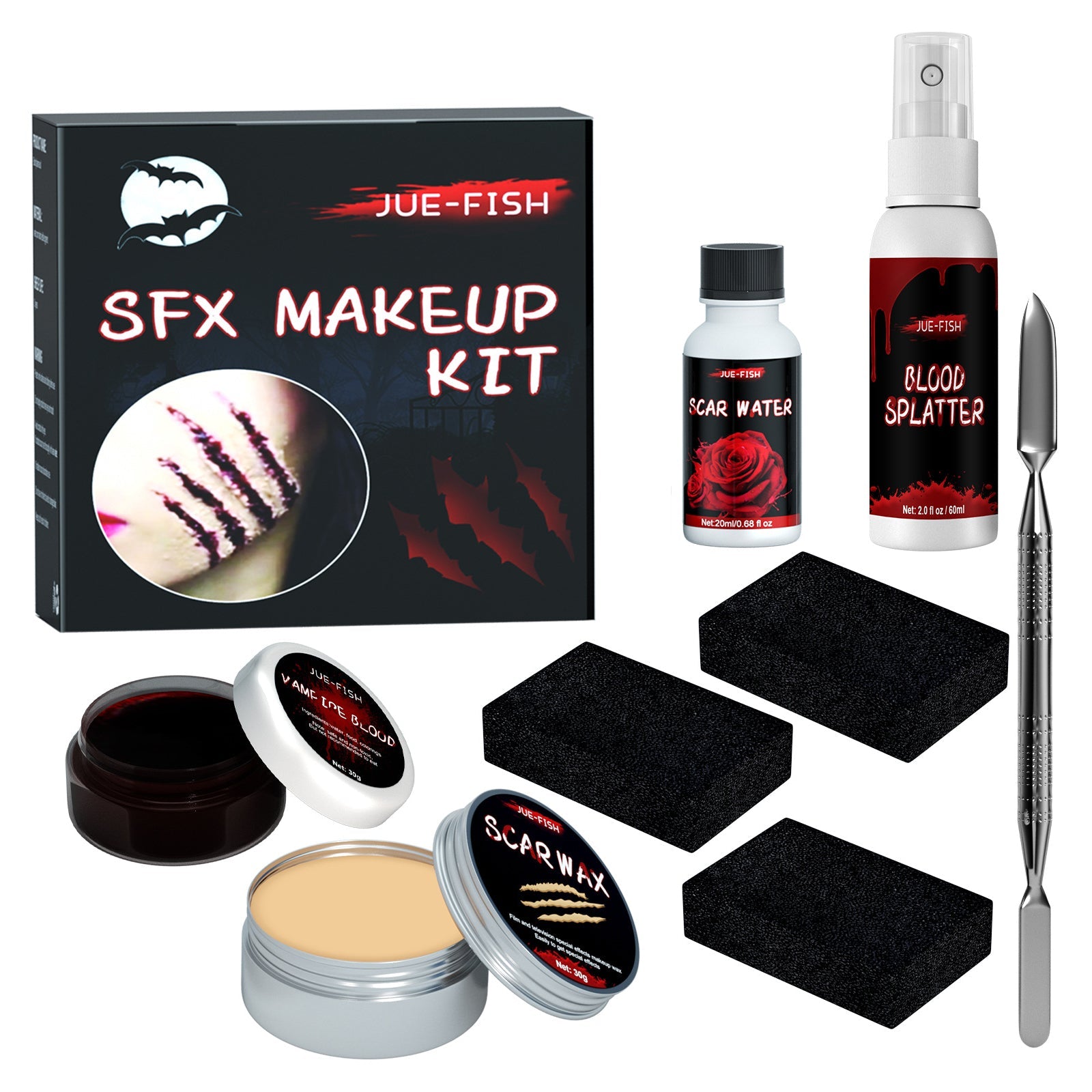 Halloween Makeup Kit, Simulates Plasma Skin Wax-Shaped Scar Water Wound Makeup Halloween Makeup Kit eprolo