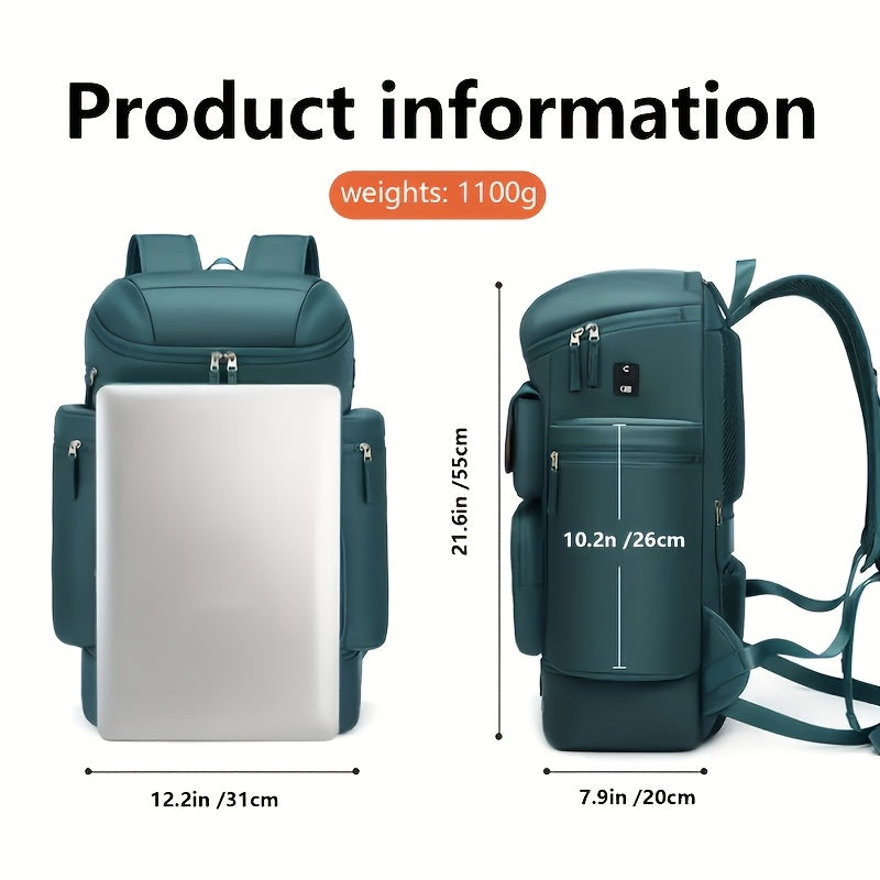 Large And Functional Travel Backpack, Sturdy Carry-On Backpack That Converts to a Duffle Bag with an Integrated USB Charging Port, Multi-Purpose Laptop Daypack for Both Men And Women, Heavy-Duty And, Dark Green Color ferrersa