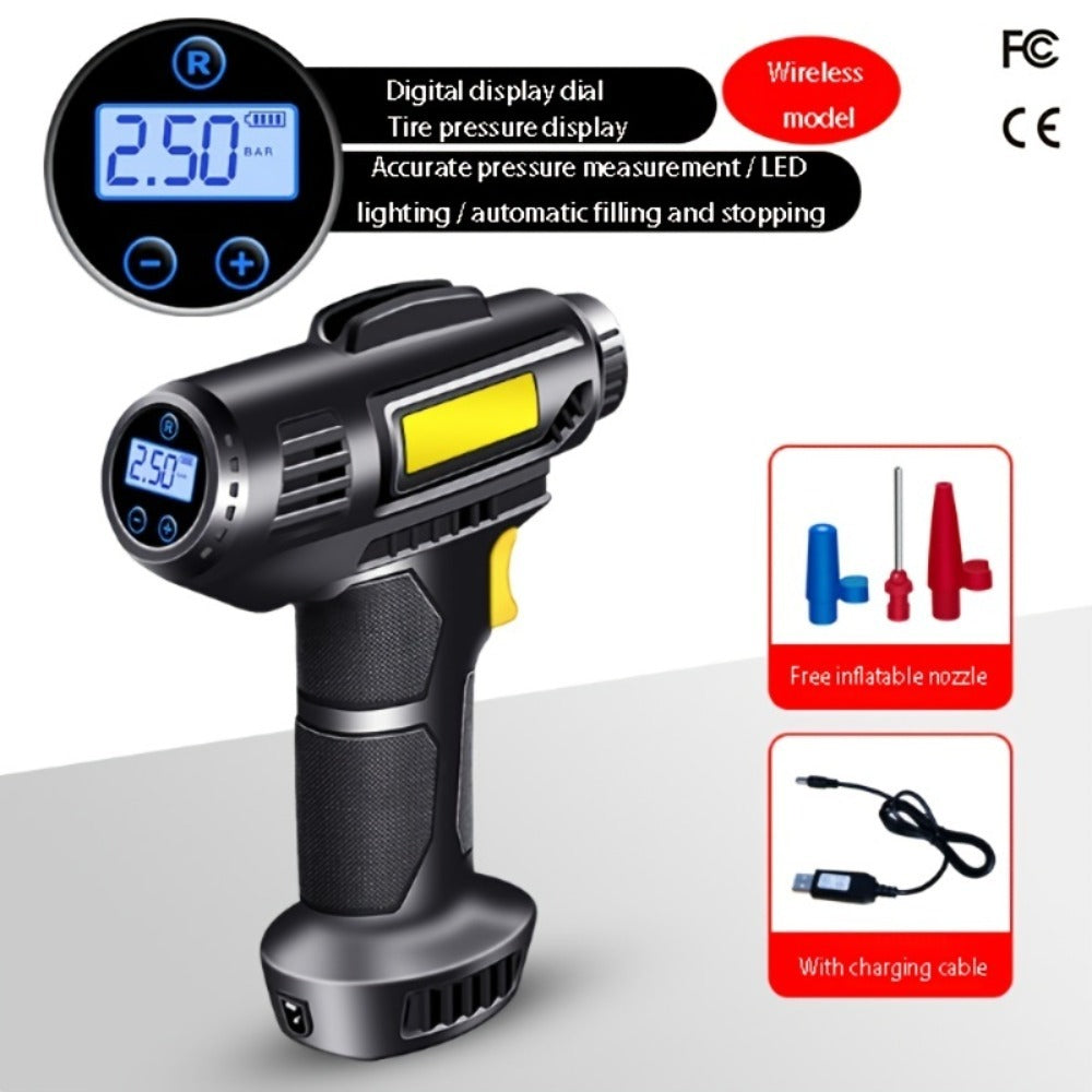 Car Tire Inflator Wireless Intelligent Digital Display Portable Handheld Car Inflator Bicycle DC-Powered by People