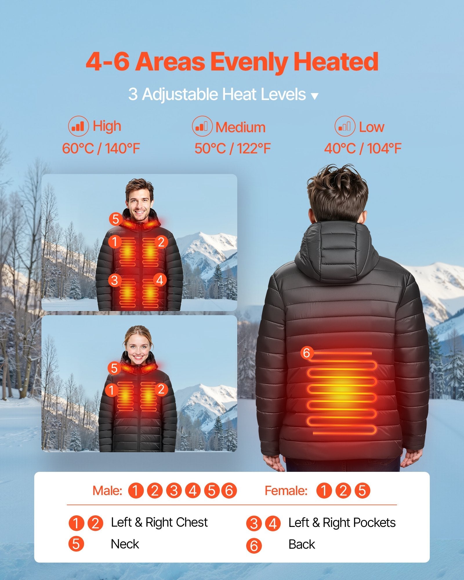 Heated Jacket For Women With 7.4V Battery, Soft Shell Electric Heating Coat, Windproof Lightweight Outerwear With 4 Heating Zones & 3 Heat Settings, For Hiking, Outdoor Work, Black, L Size DC-Powered by People
