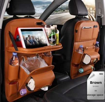 PU Leather Car Storage Bag Multifunction Seat Back Tray Hanging Bag Waterproof Car Organizer Automotive Interior Accessories DC-Powered by People