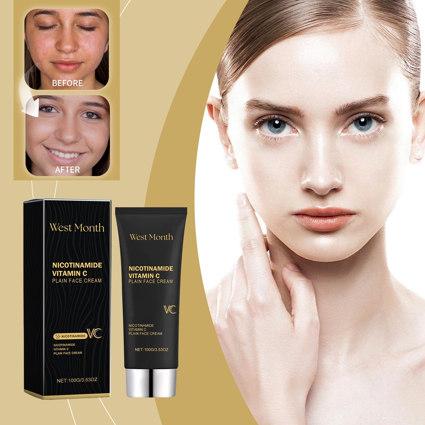 West&Month Plain Face Cream, Brightening Skin And Toning Natural Concealer Beauty eprolo