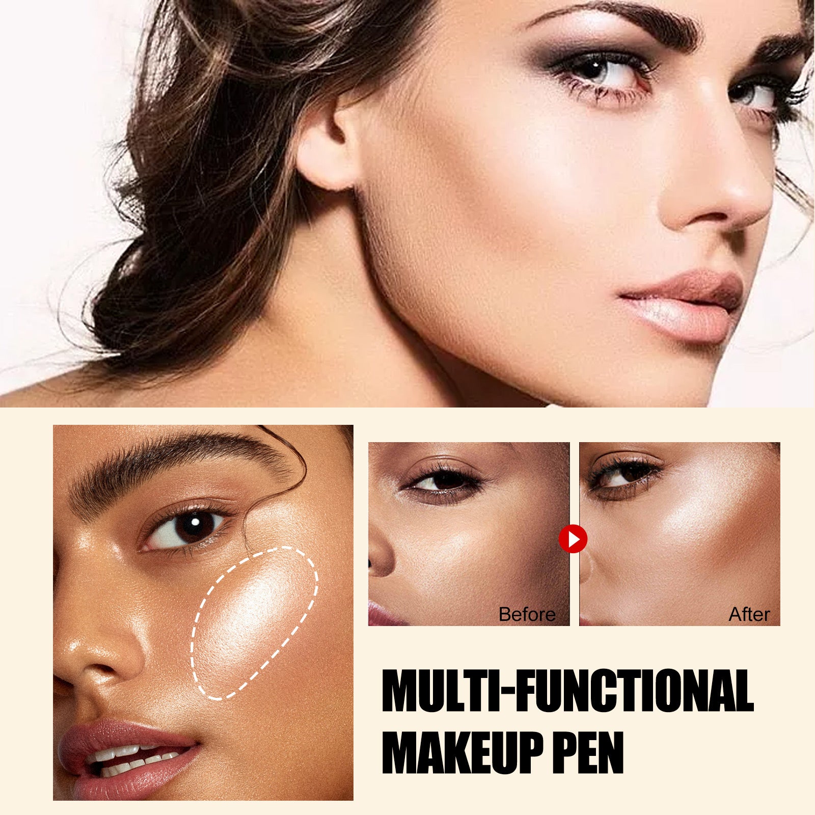EELHOE Multifunctional Makeup Pen, Face Light Highlight Natural Three-Dimensional Liquid Contour Beauty Stick eprolo