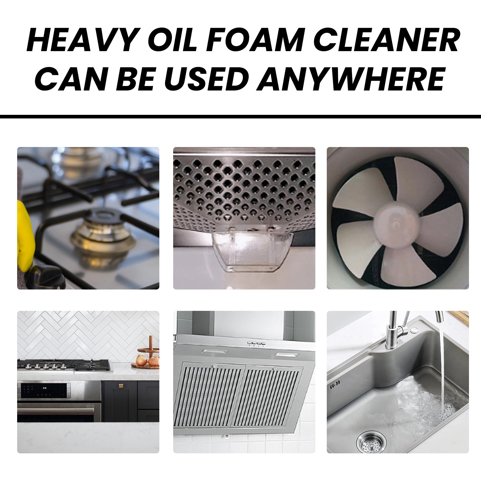 Heavy Oil Foam Cleaner, Kitchen Stove Range Hood Wash Basin Oil Dirt Removal Cleaner eprolo