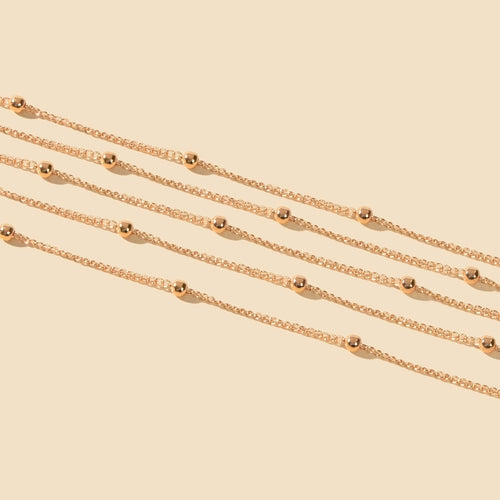 5pcs Gold Beads Chain Layered Necklaces Simple Short Chokers Delicate ferrersa