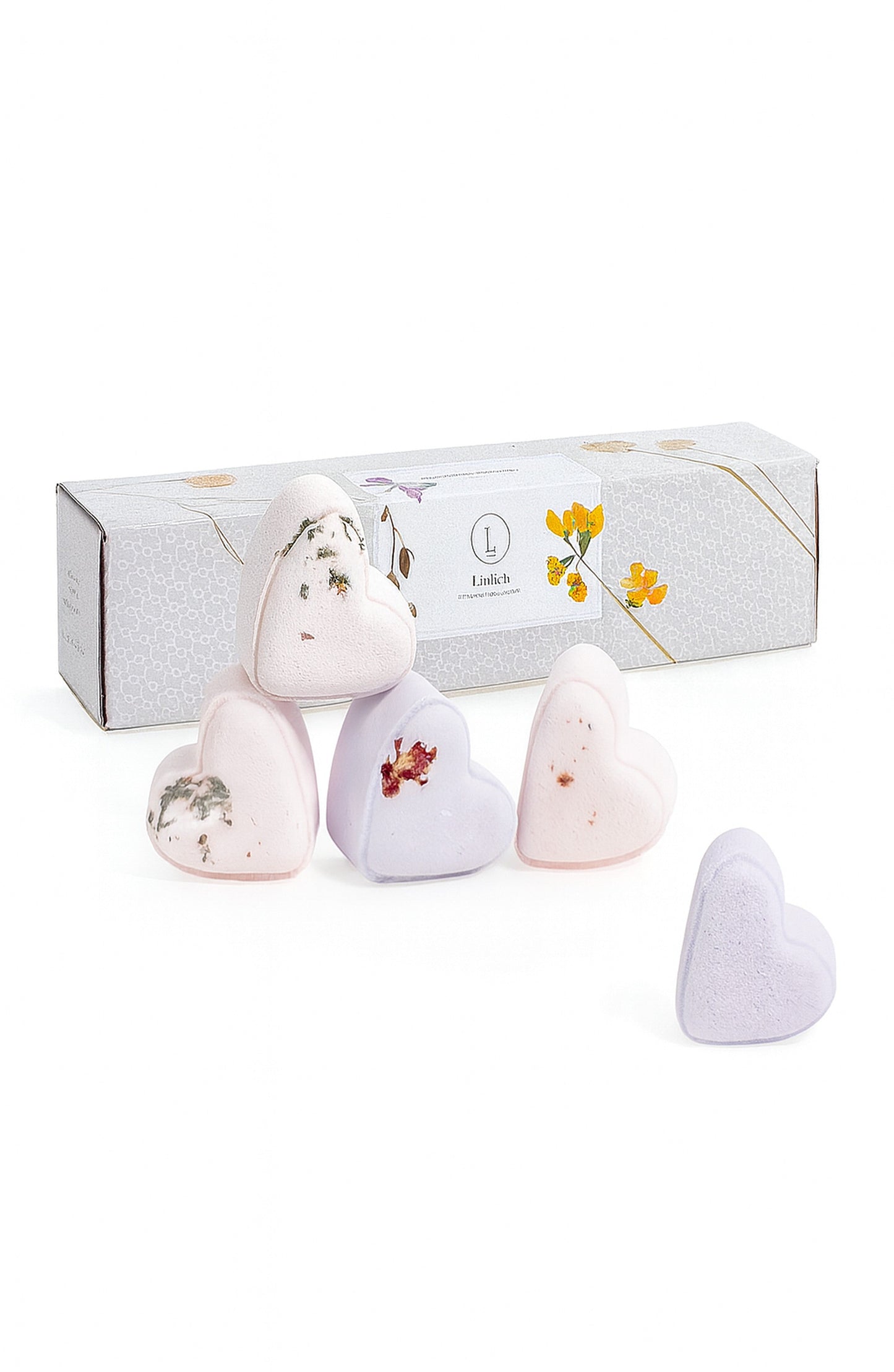 Bath Bombs - Lavender  - a Set of 5 Heart Shaped Gift box - Mother's Day best gift Lizush soap