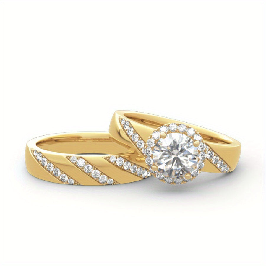 Set of 2 Sparkling Zirconia Rings, Perfect for Valentine'S Day, Holidays, Daily Wear, Romantic Dates, Celebrations, Weddings, Engagements, Proposal Rings, Ideal for Wives, Girlfriends, Mother'S Birthdays, Anniversaries, New Y ferrersa