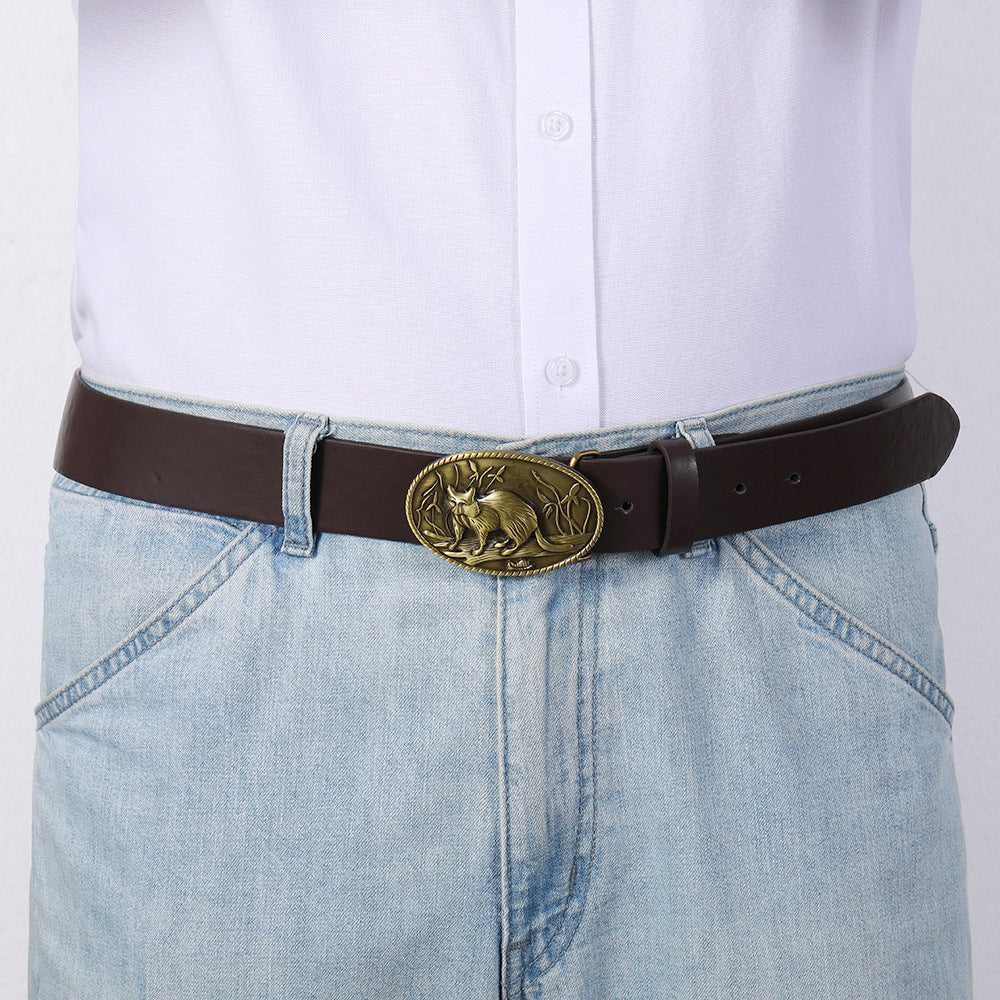 Fashion Buttonless Head Eyelet Men's Belt ferrersa