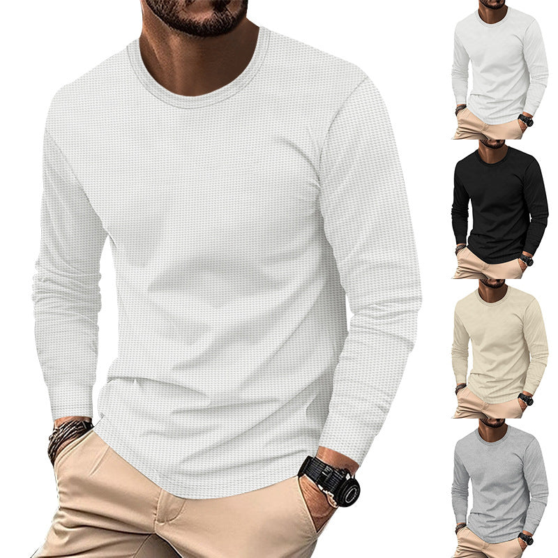 Round Neck Waffle Casual Top For Men ferrersa