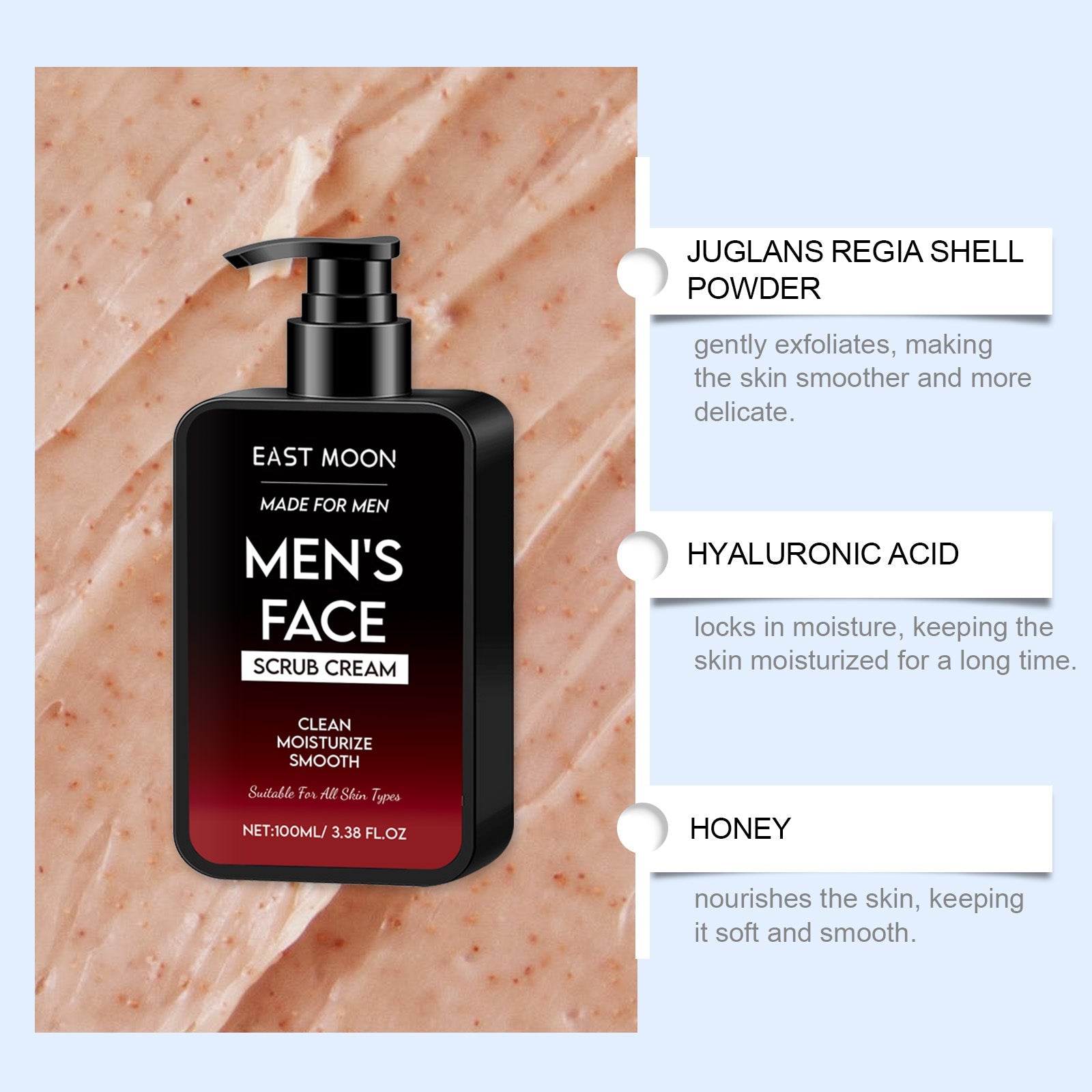 East Moon Men's Oil Control Scrub, Gently Cleanses Facial Skin With A Refreshing And Moisturizing Oil Control Scrub eprolo