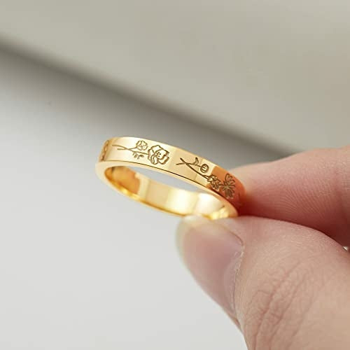 Birth Month Flowers Ring, Family Floral Ring, Gift for Mom,Mother Ring ferrersa