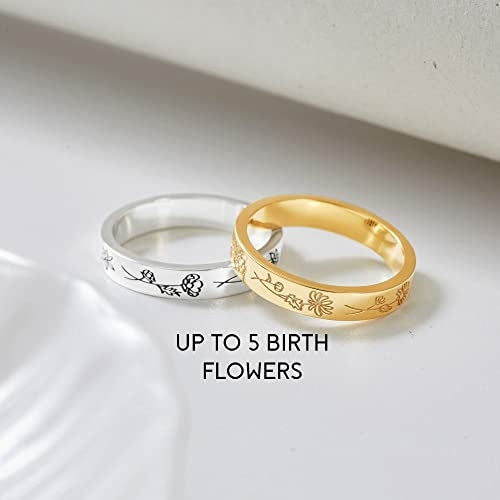 Birth Month Flowers Ring, Family Floral Ring, Gift for Mom,Mother Ring ferrersa