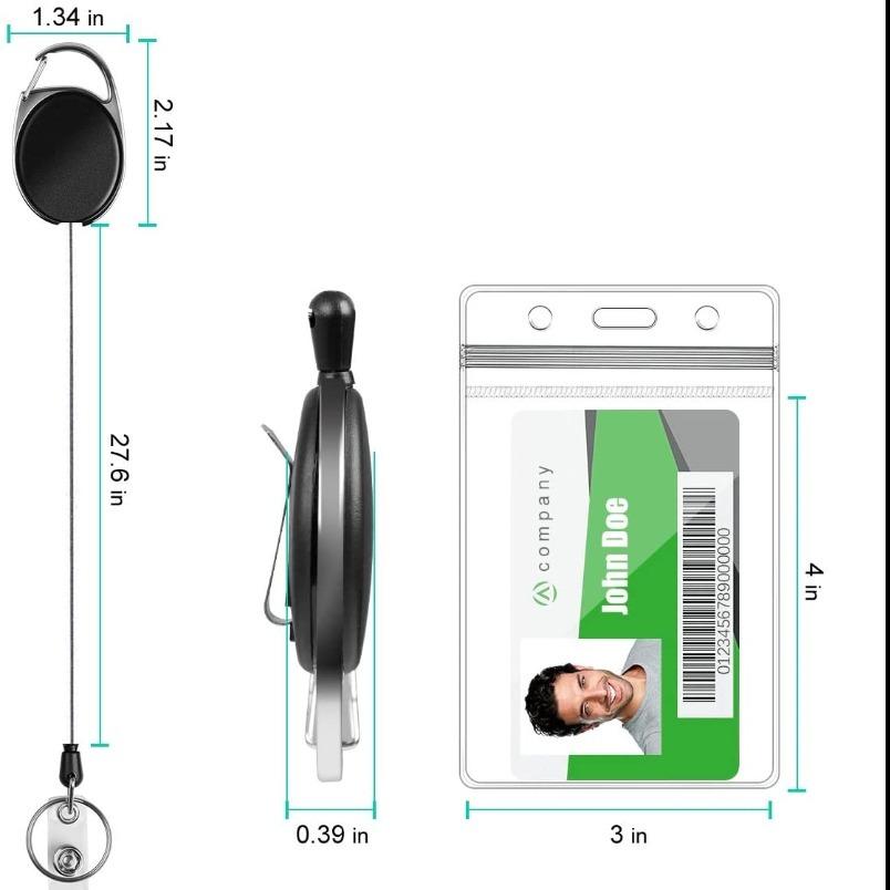 Retractable hoo(key) Keychain Holder and Waterproof Badge ID Card Holder USA
