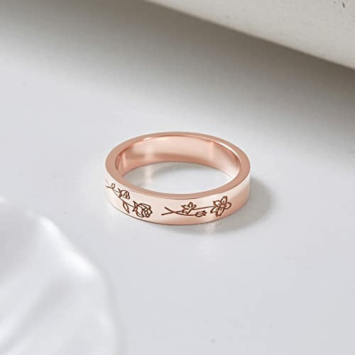 Birth Month Flowers Ring, Family Floral Ring, Gift for Mom,Mother Ring ferrersa