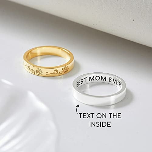 Birth Month Flowers Ring, Family Floral Ring, Gift for Mom,Mother Ring ferrersa