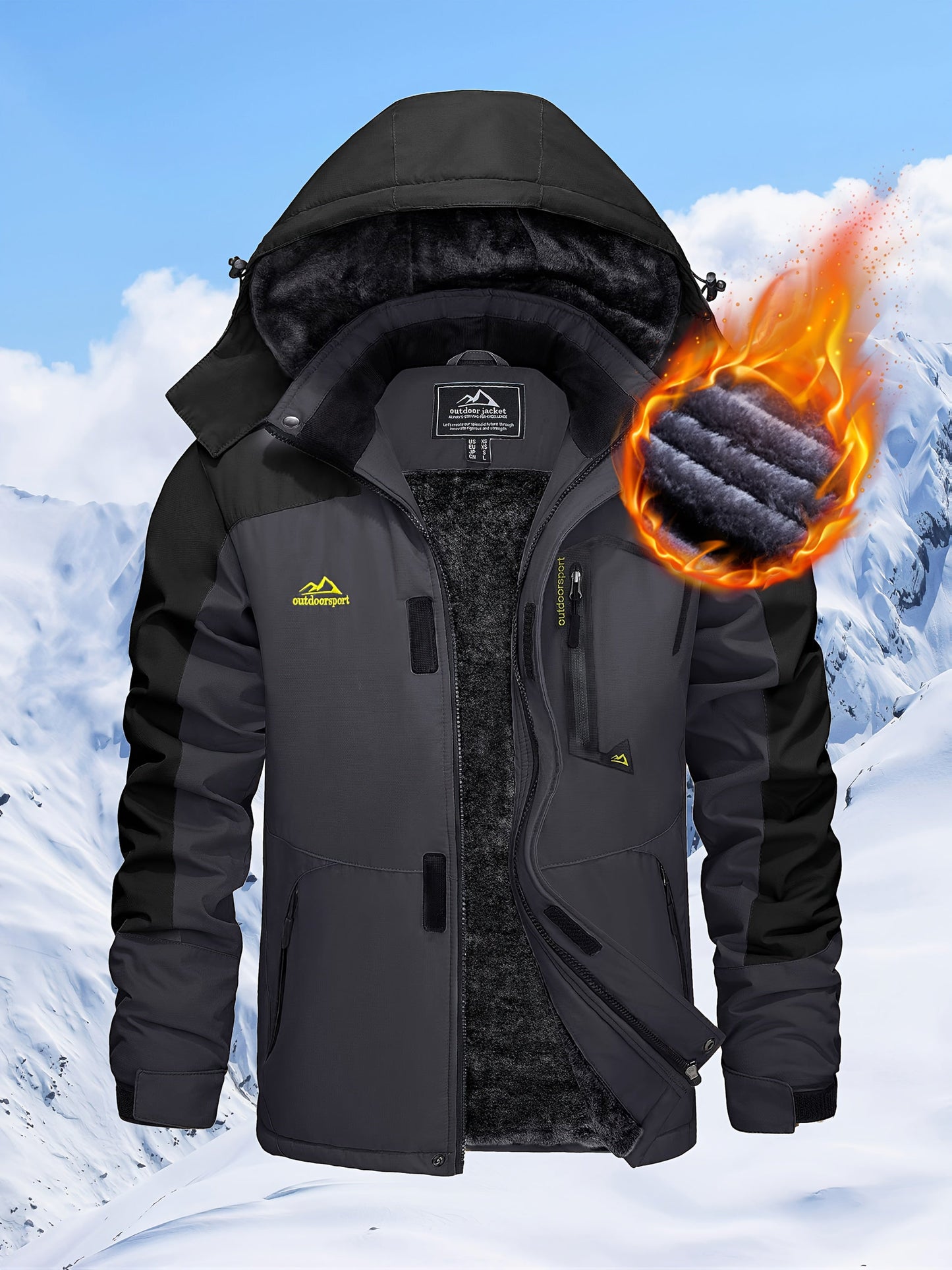 Men'S Winter Ski Jackets Warm Fleece Lined Coats Waterproof Windproof Hooded Thermal Outdoor Parka Thick Sport Hiking Jogging Camping Fishing Climbing Traveling Skiing Snowboarding Casual Windbreaker ferrersa
