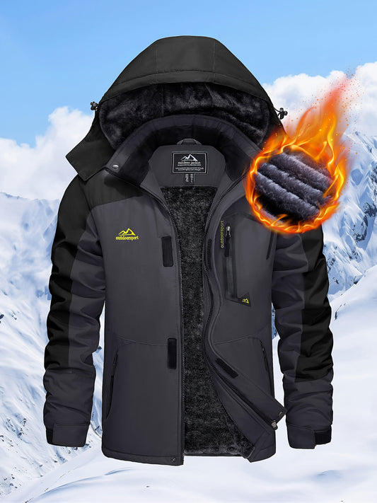 Men'S Winter Ski Jackets Warm Fleece Lined Coats Waterproof Windproof Hooded Thermal Outdoor Parka Thick Sport Hiking Jogging Camping Fishing Climbing Traveling Skiing Snowboarding Casual Windbreaker ferrersa