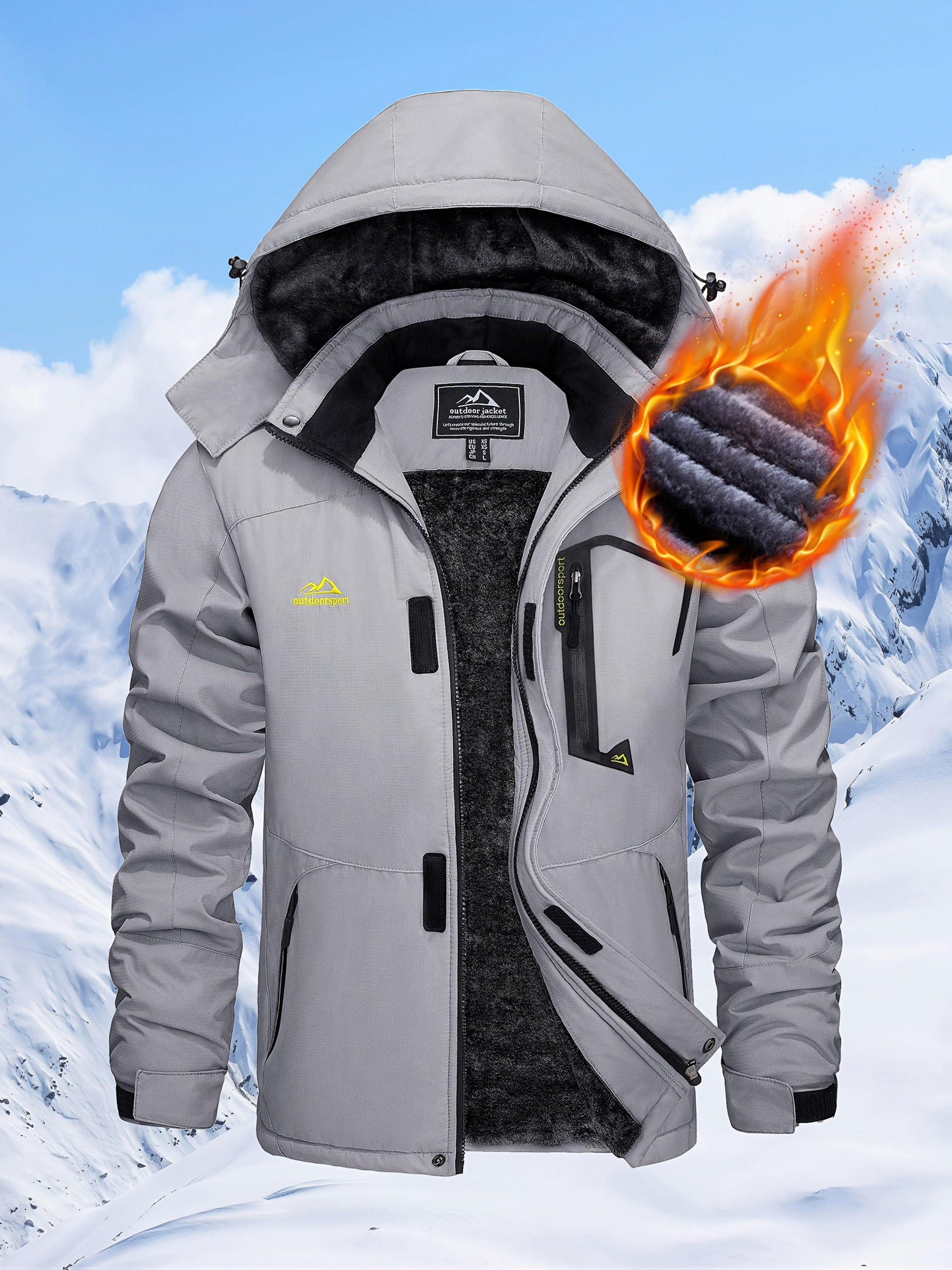 Men'S Winter Ski Jackets Warm Fleece Lined Coats Waterproof Windproof Hooded Thermal Outdoor Parka Thick Sport Hiking Jogging Camping Fishing Climbing Traveling Skiing Snowboarding Casual Windbreaker ferrersa