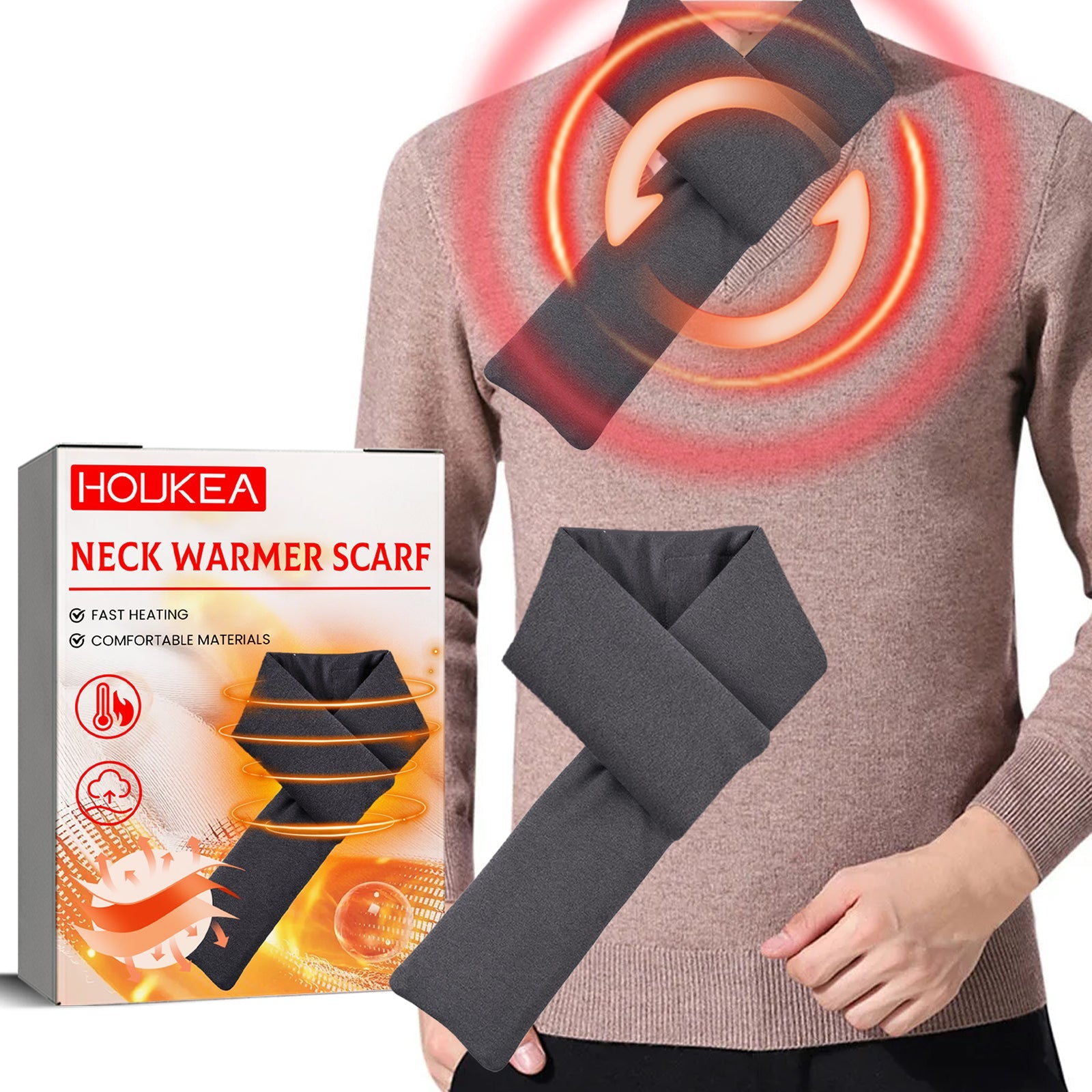HouKea Heating Scarf, Winter Neck Protector Hot Compress Neck Cover Cold Anti-Freezing Warm Heat Scarf Warm Baby eprolo