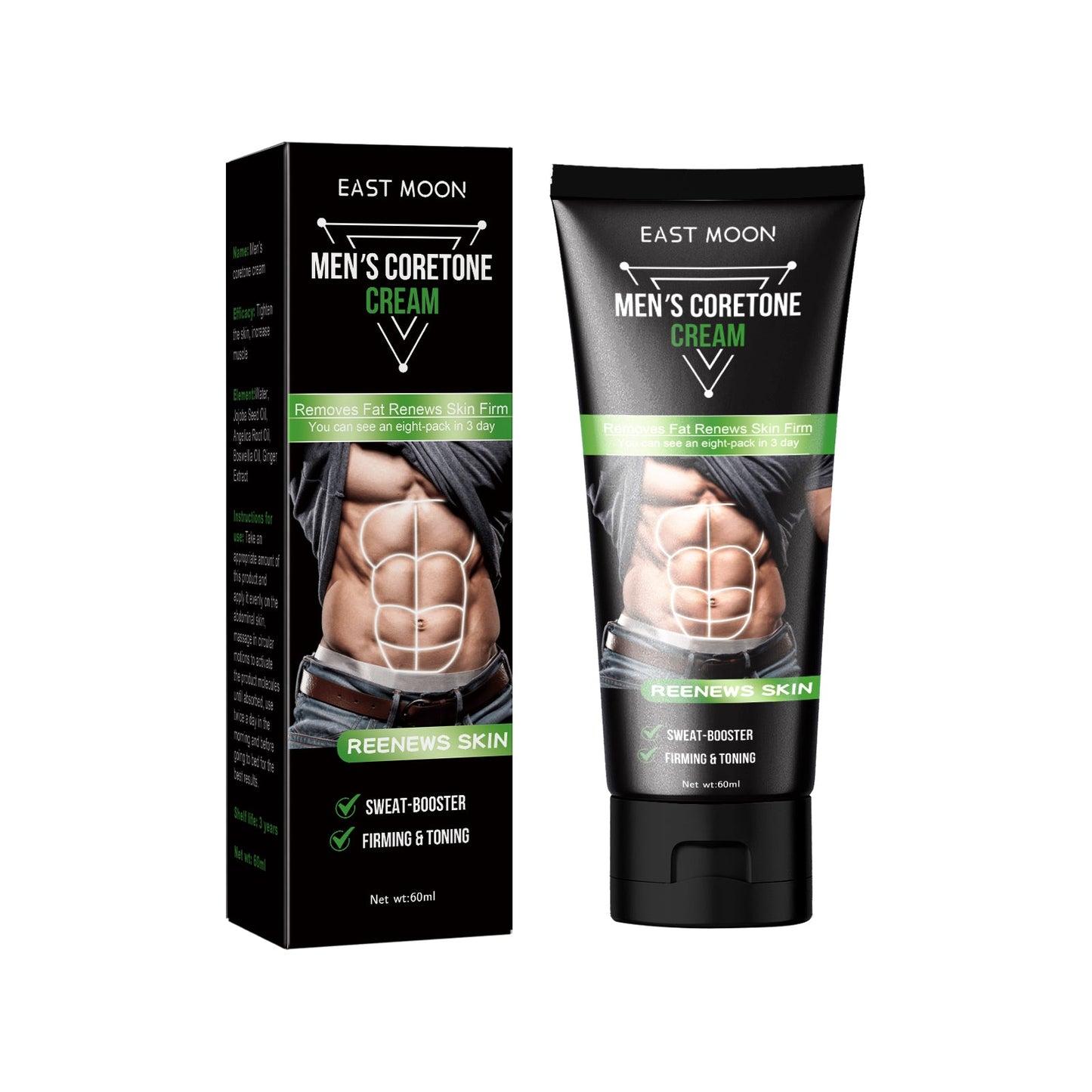 East Moon Men's Abdominal Cream, Exercise Sweat To Tighten Abdominal Firming Fat And Enhance Muscle Line Abdominal Cream eprolo