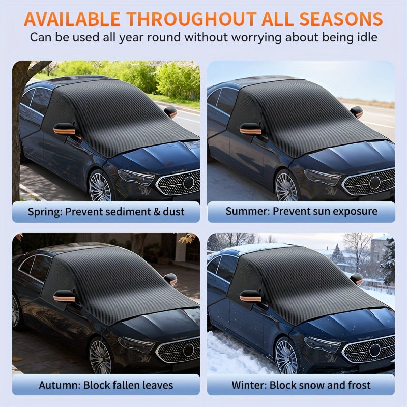 Magnetic Car Windshield Snow Cover - Heavy-Duty Oxford Fabric Windshield with 5- Anti-Snow Shield, Portable Scratch-Resistant Cover Suitable for /SUVs, Winter Car Accessory (No Drill Installation) ferrersa