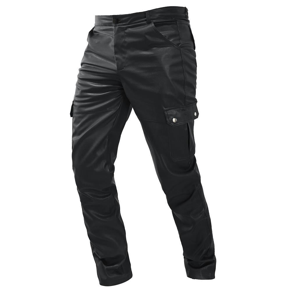 Tooling Straight Casual Men's Leather Pants ferrersa