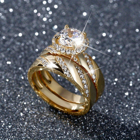Set of 2 Sparkling Zirconia Rings, Perfect for Valentine'S Day, Holidays, Daily Wear, Romantic Dates, Celebrations, Weddings, Engagements, Proposal Rings, Ideal for Wives, Girlfriends, Mother'S Birthdays, Anniversaries, New Y ferrersa