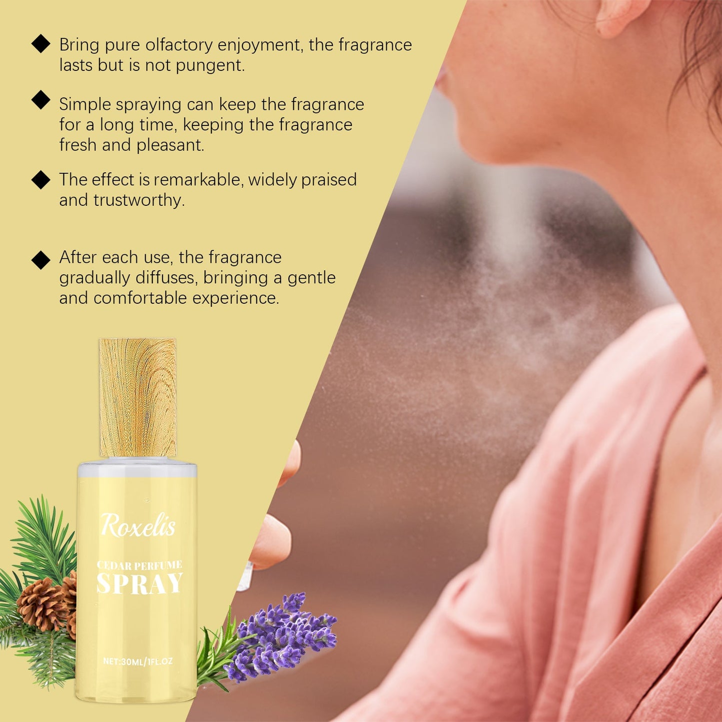 Roxelis Cedar Eau De Toilette Natural Wood Fragrance Fresh Light Flowers Glow Elegant Romantic Temperament Elegant Leave Fragrance eprolo