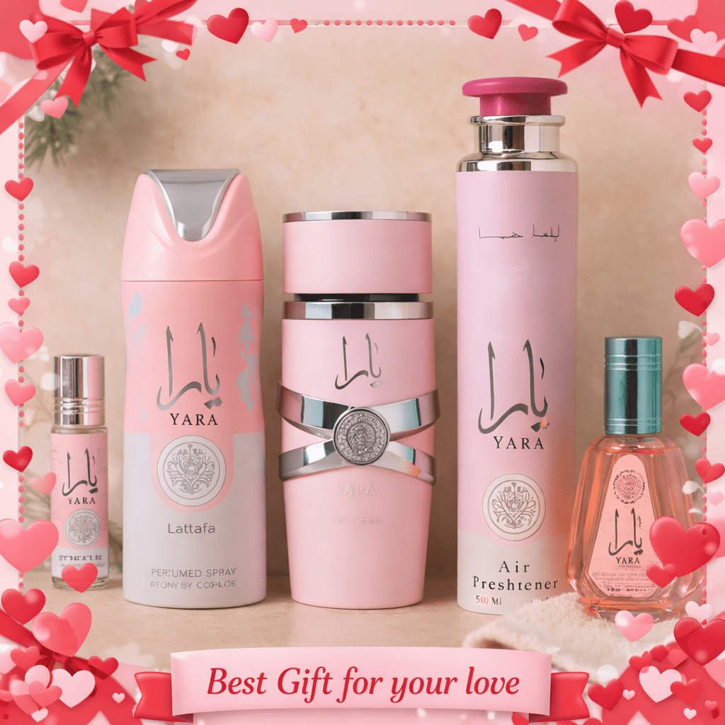 Lattafa Yara 4-Piece Perfume Gift Set for Women – Eau de Parfum, Body Spray, Perfume Oil & Air Freshener Bundle ferrersa