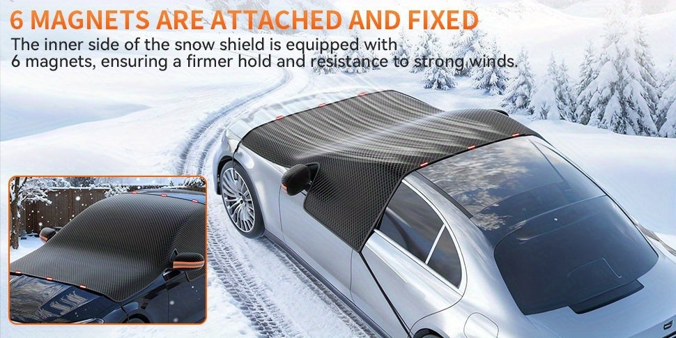 Magnetic Car Windshield Snow Cover - Heavy-Duty Oxford Fabric Windshield with 5- Anti-Snow Shield, Portable Scratch-Resistant Cover Suitable for /SUVs, Winter Car Accessory (No Drill Installation) ferrersa