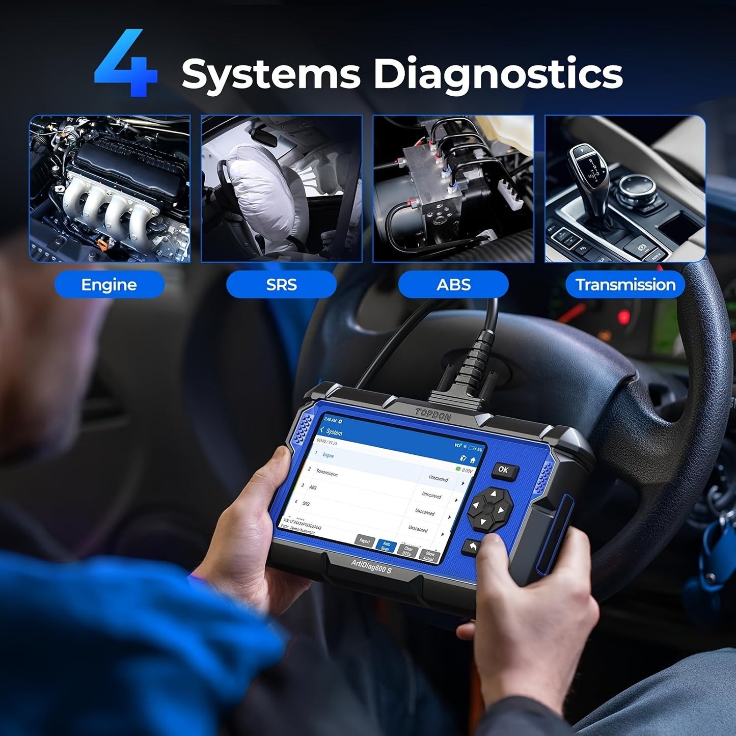[OBD2 Scanner Code Reader] TOPDON AD600 OBD2 Scanner Code Reader, of AD600S, Diagnostics Scanner for ABS/SRS/AT/Engine, 9 Reset Services, Oil/Brake/BMS/SAS/DPF/TPMS/ETS Reset/ABS Bleeding/Injector Coding, Free Lifetime Upgrad ferrersa