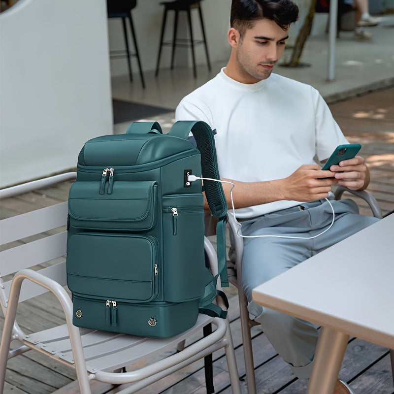 Large And Functional Travel Backpack, Sturdy Carry-On Backpack That Converts to a Duffle Bag with an Integrated USB Charging Port, Multi-Purpose Laptop Daypack for Both Men And Women, Heavy-Duty And, Dark Green Color ferrersa