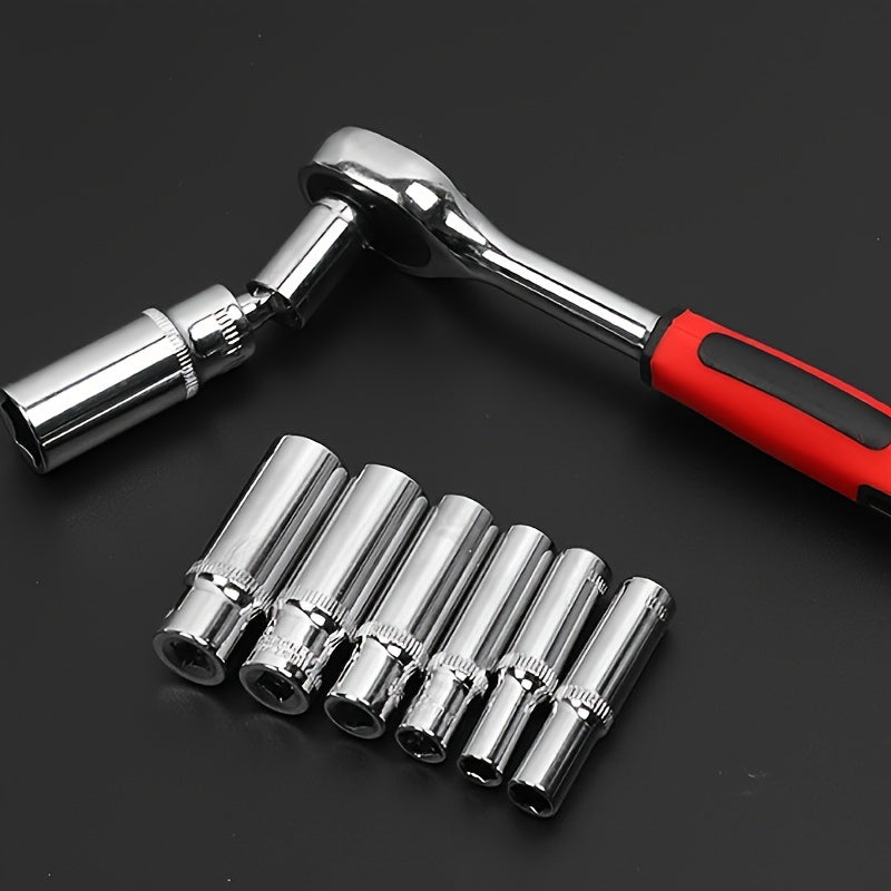 46pcs Toolkit for Home And Automotive Repairs, Including a Ratchet Torque Wrench, Screwdriver, And a Portable Motorcycle Tire And Bicycle Repair Kit ferrersa