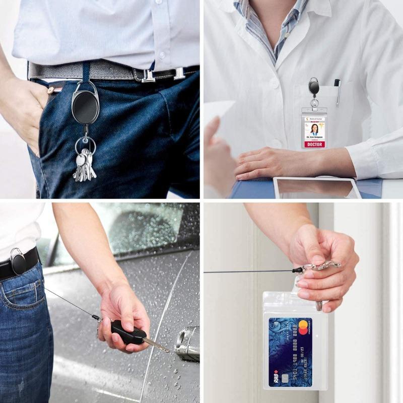 Retractable hoo(key) Keychain Holder and Waterproof Badge ID Card Holder USA