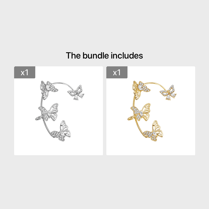 Women'S Elegant Butterfly Ear Cuffs - No-Piercing Ear Hooks, Synthetic Gemstone Accents, Everyday & Formal Jewelry for Parties, Weddings, Everyday Outfits - Non-Piercing Ear Clips for Sensitive Light Beige, Party Accessories, ferrersa