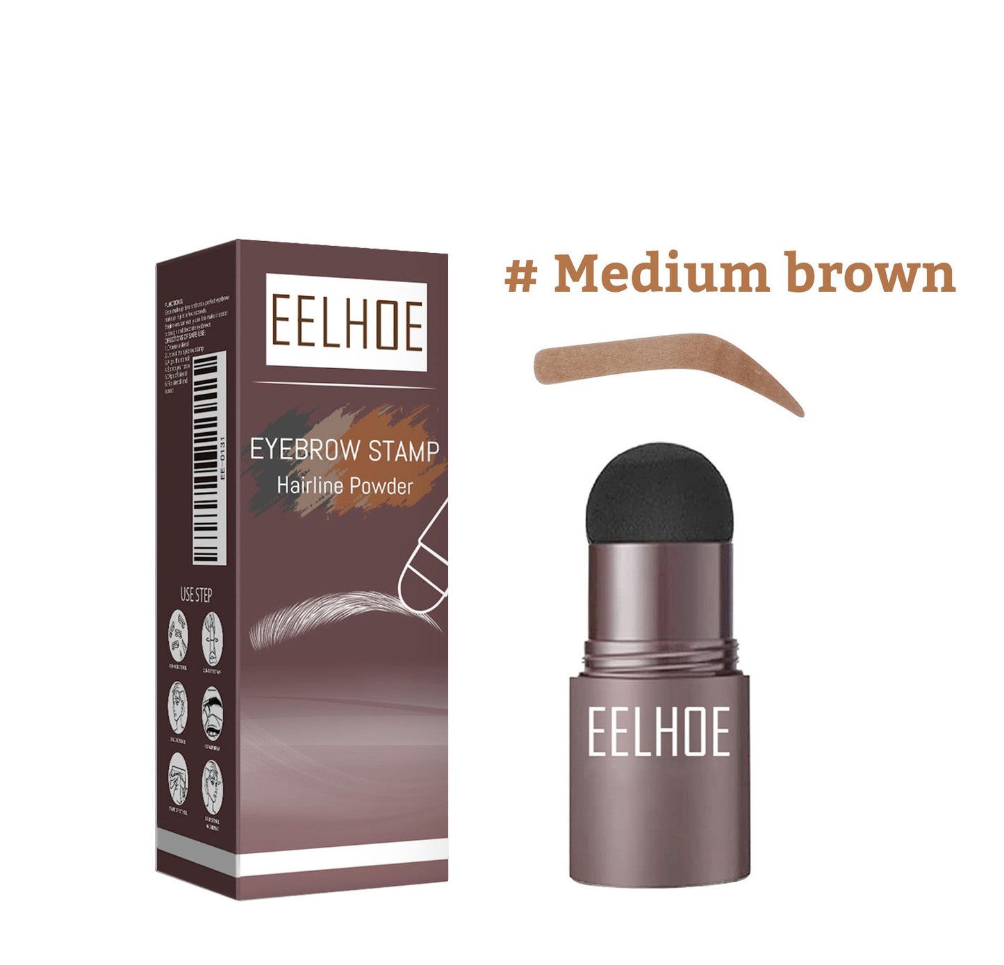 EELHOE Eyebrow Print Mold Eyebrow Drawing (Medium Brown Box) Lazy Eyebrow Filling Makeup Eyebrow Cake Waterproof Hairline Powder eprolo