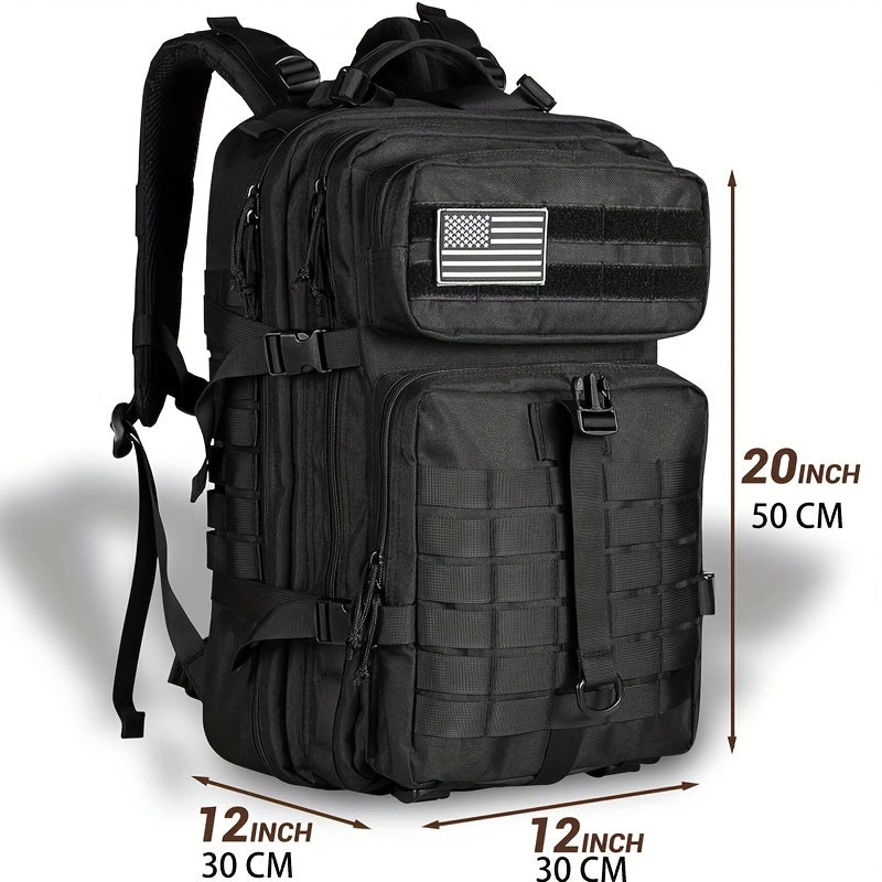 Outdoor Sports Backpack, Large Capacity Tactical Bag with MOLLE Expansion, 2D Buckles, Zipper Closure, Polyester ferrersa