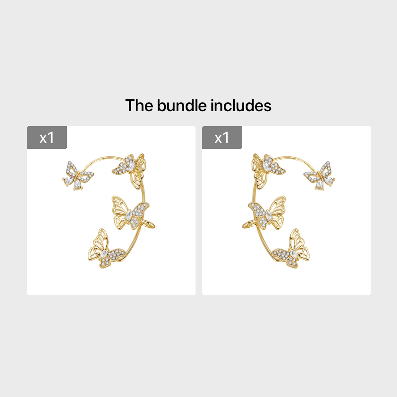 Women'S Elegant Butterfly Ear Cuffs - No-Piercing Ear Hooks, Synthetic Gemstone Accents, Everyday & Formal Jewelry for Parties, Weddings, Everyday Outfits - Non-Piercing Ear Clips for Sensitive Light Beige, Party Accessories, ferrersa