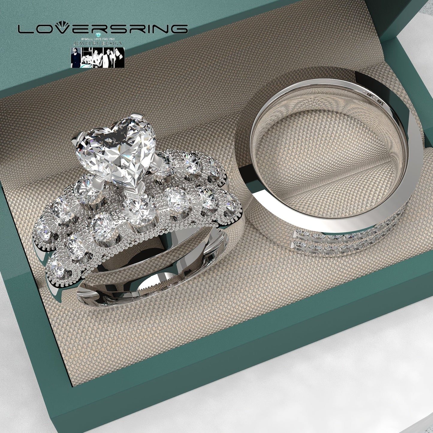 Bridal Sets Wedding Ring Sets His And Hers Promise Ring Couples Bridal Sets Women S925 Sterling Silvery Moissanite Man Titanium Wedding Bands With Couple Ring Box ferrersa