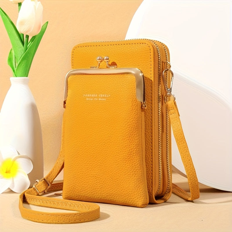 [Elegant Phone Wallet] Elegant and Fashionable Phone Wallet | Secure Kiss Lock Design, Lightweight and Neat - Holds Phone, Large Cash Cards, Small Cosmetics - Must-Have for Women Traveling ferrersa