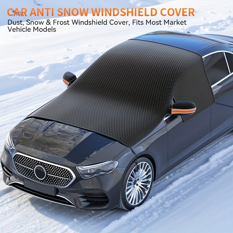 Magnetic Car Windshield Snow Cover - Heavy-Duty Oxford Fabric Windshield with 5- Anti-Snow Shield, Portable Scratch-Resistant Cover Suitable for /SUVs, Winter Car Accessory (No Drill Installation) ferrersa