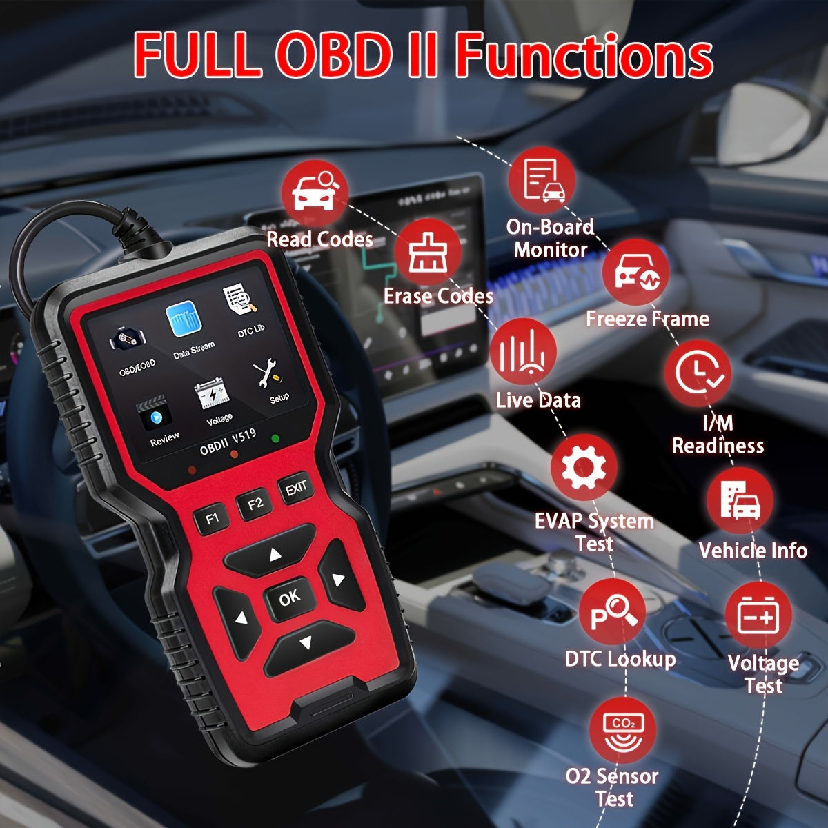 [OBD2 Scanner USB-Powered] UUPAS 2025 Compatible for Most Cars OBD2 Scanner Compatible with USB-Powered OBDII Diagnostic Tool, Real-Time Car Engine Fault Code Reader, No Battery Required, for Professional Mechanics & DIY Vehi ferrersa
