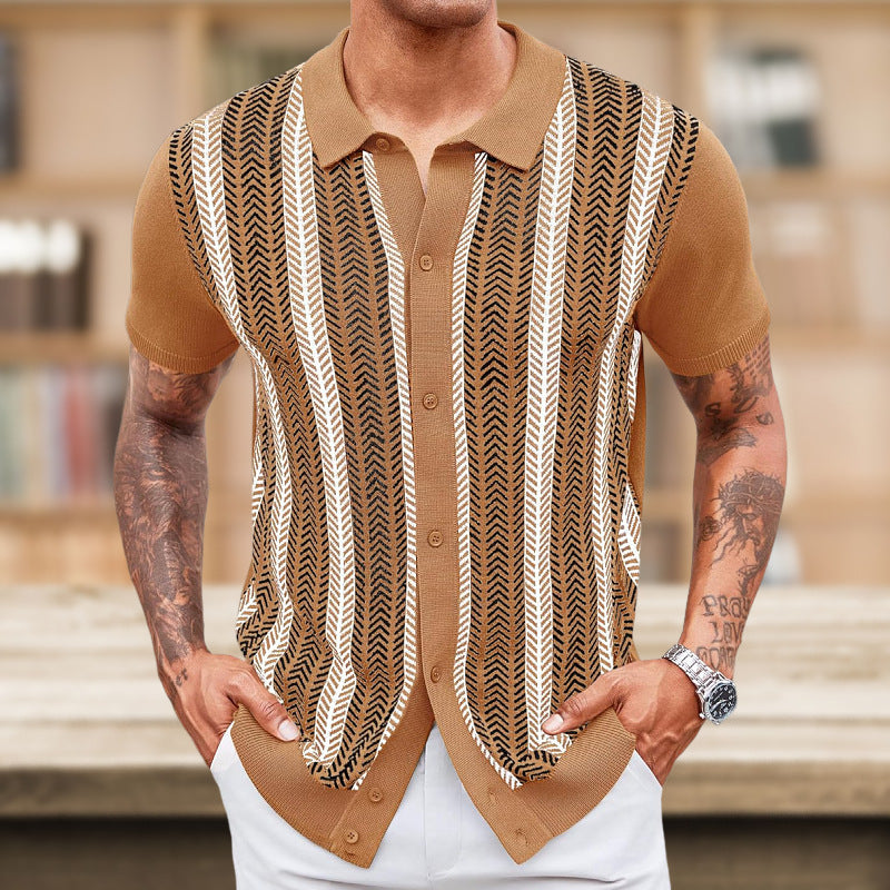 Men's Casual Striped Jacquard Sweater ferrersa