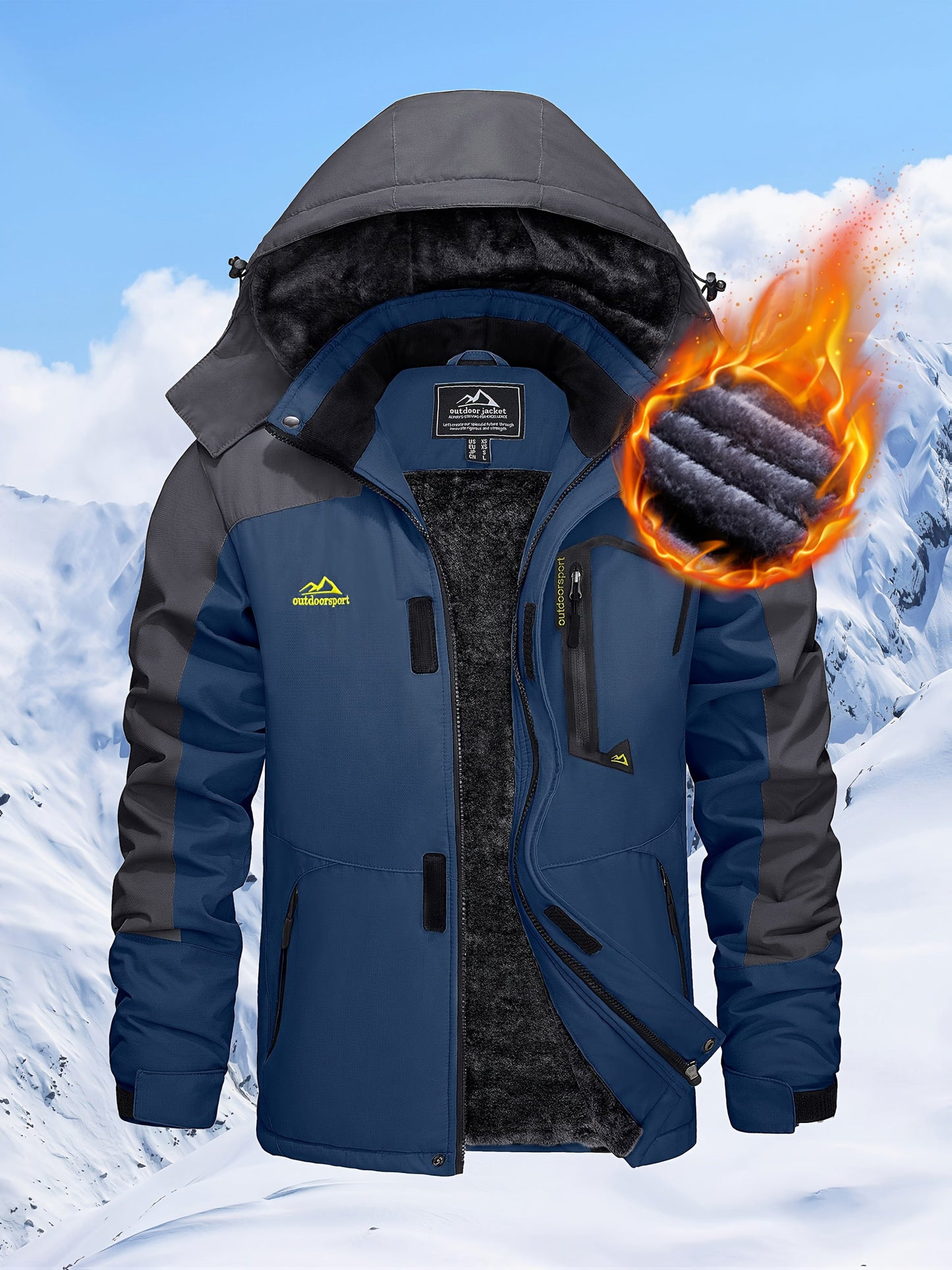 Men'S Winter Ski Jackets Warm Fleece Lined Coats Waterproof Windproof Hooded Thermal Outdoor Parka Thick Sport Hiking Jogging Camping Fishing Climbing Traveling Skiing Snowboarding Casual Windbreaker ferrersa