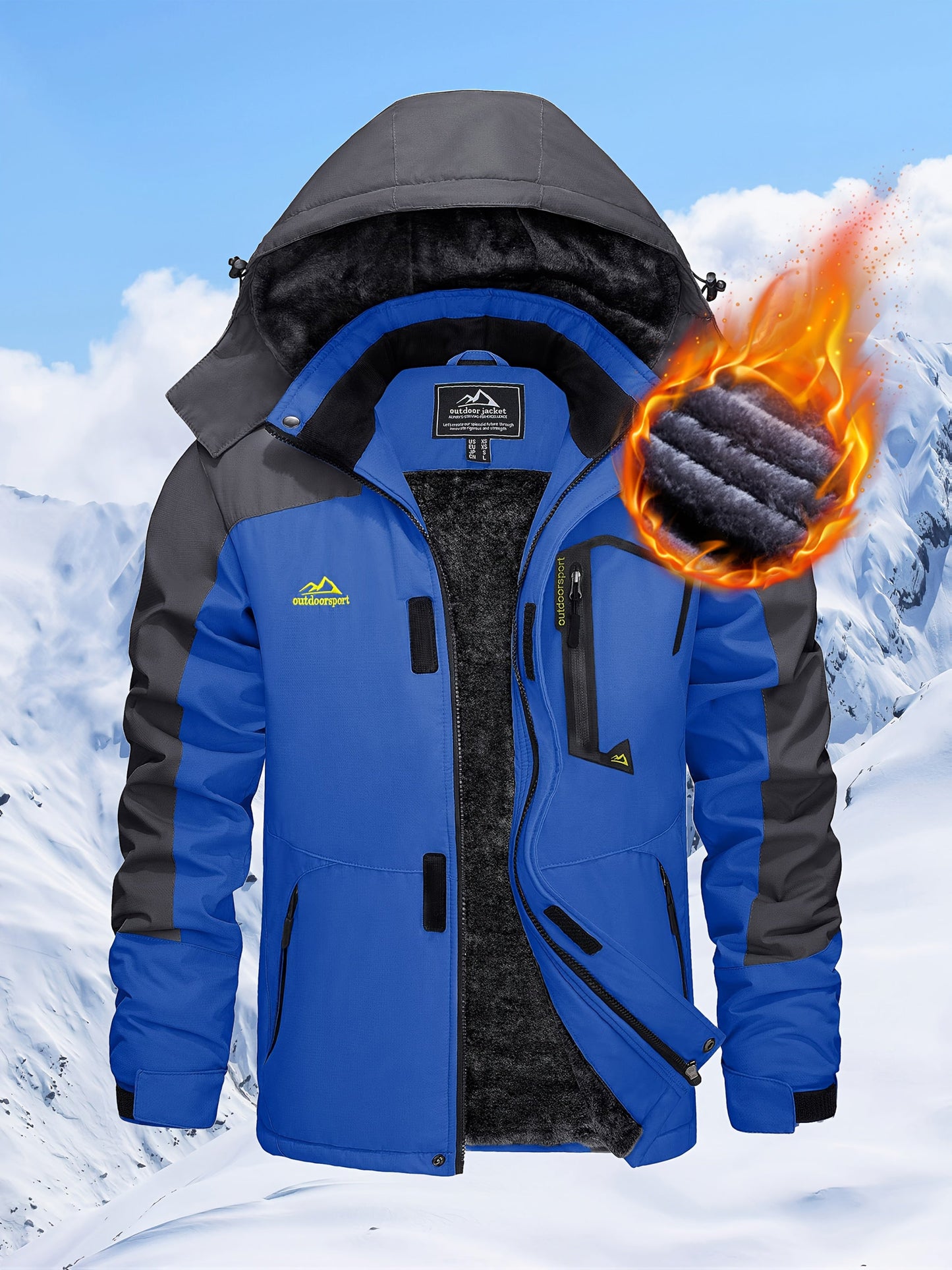 Men'S Winter Ski Jackets Warm Fleece Lined Coats Waterproof Windproof Hooded Thermal Outdoor Parka Thick Sport Hiking Jogging Camping Fishing Climbing Traveling Skiing Snowboarding Casual Windbreaker ferrersa