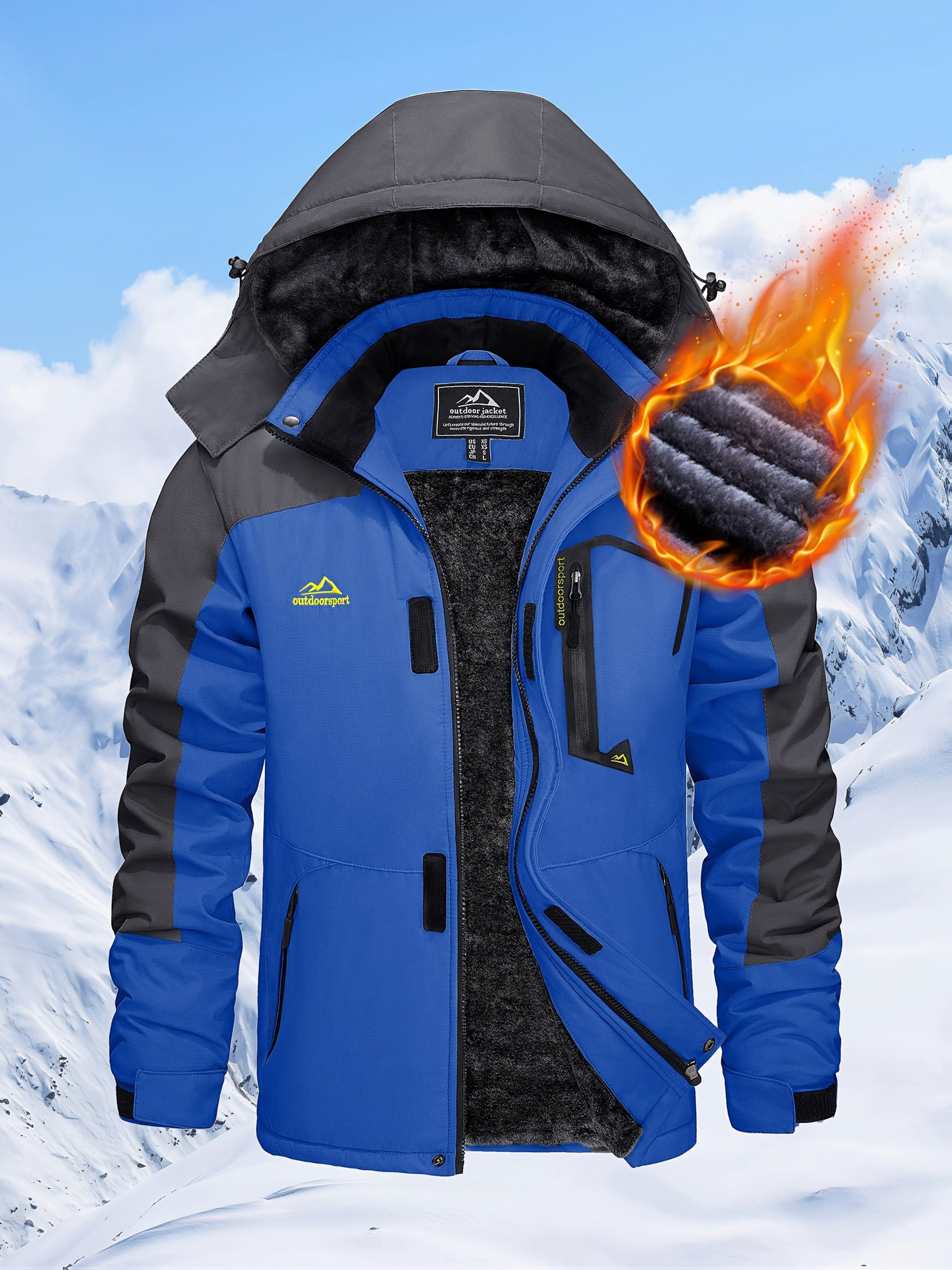 Men'S Winter Ski Jackets Warm Fleece Lined Coats Waterproof Windproof Hooded Thermal Outdoor Parka Thick Sport Hiking Jogging Camping Fishing Climbing Traveling Skiing Snowboarding Casual Windbreaker ferrersa