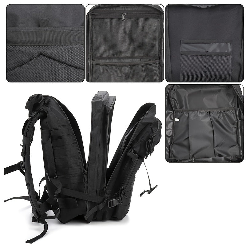 Outdoor Sports Backpack, Large Capacity Tactical Bag with MOLLE Expansion, 2D Buckles, Zipper Closure, Polyester ferrersa